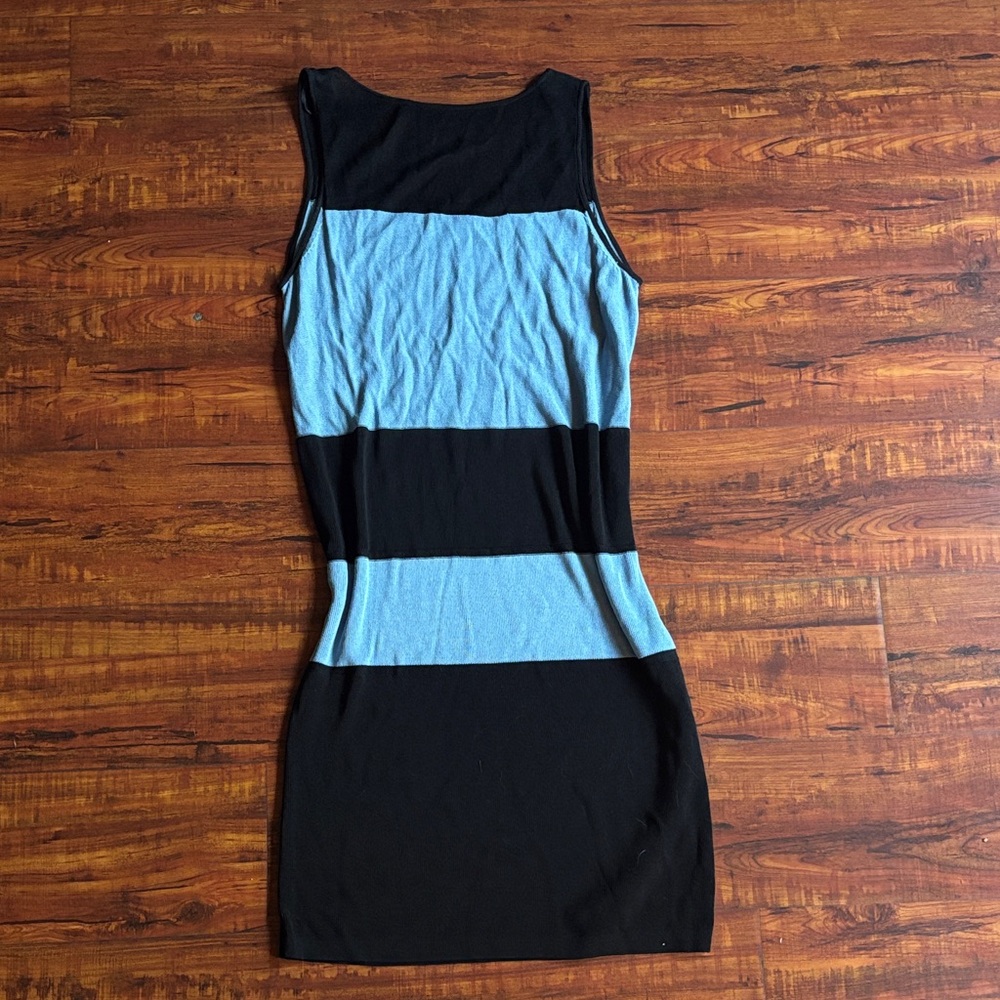 COS Black and Blue Striped Mini Dress